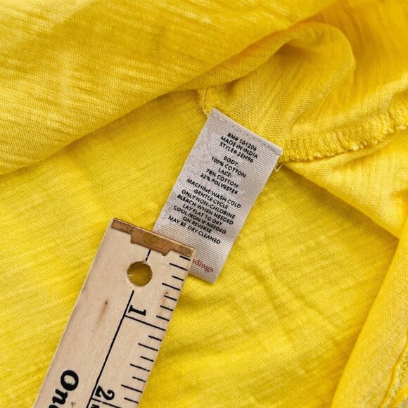 Yellow Soft Surroundings Womens Medium Cotton Top With Lace V-Neck - Picture 4 of 5